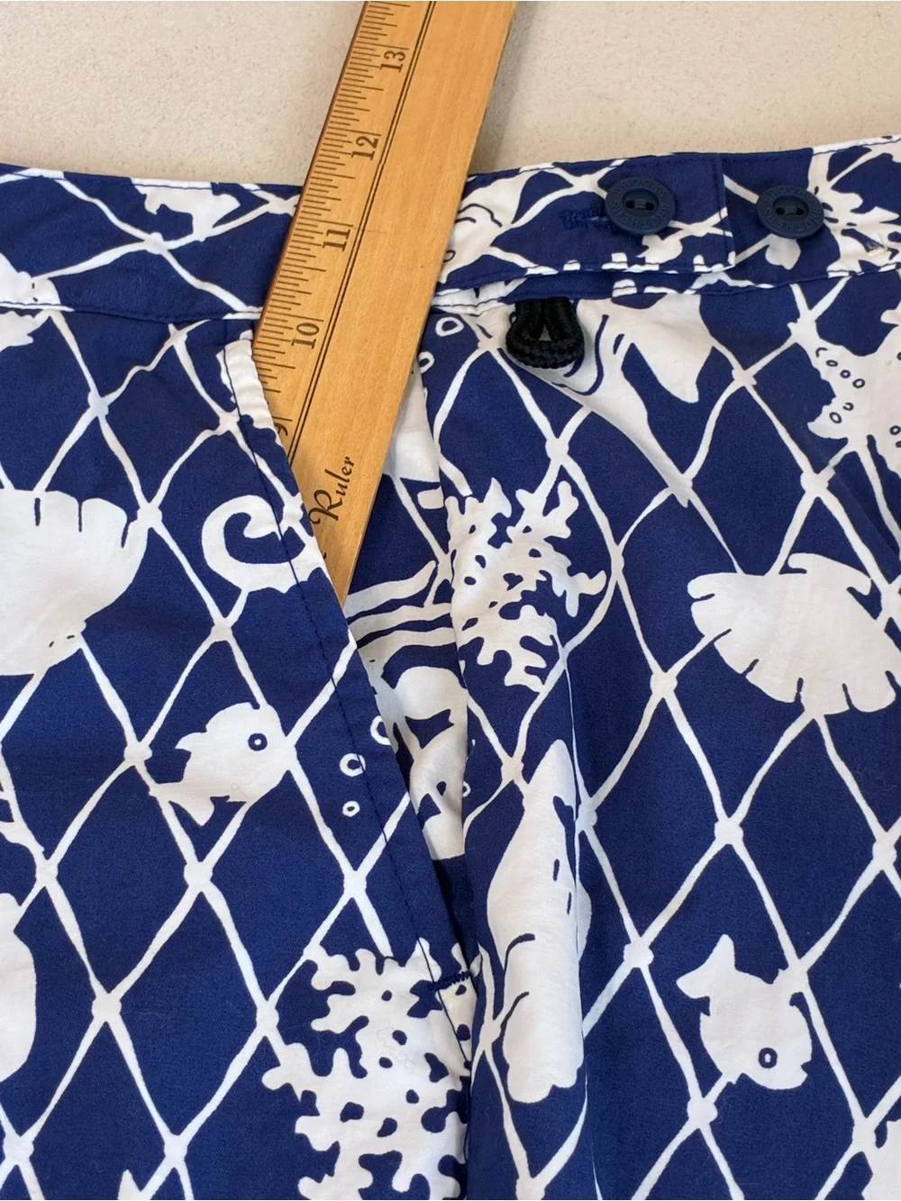 Brooks Brothers Swim Shorts Men’s 33 Blue White Trunks Beach Ocean Surf Seahorse